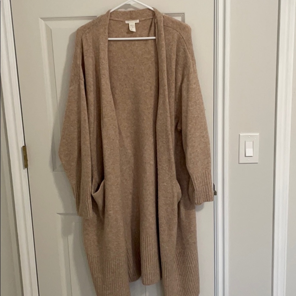 Long cozy tan cardigan